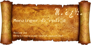 Menzinger Árpád névjegykártya